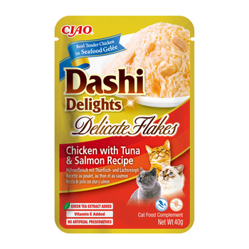 INABA Dashi Delights Delicate Flakes Κοτόπουλο με Τόνο & Σολομό Συνταγή 40g