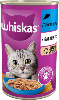 WHISKAS Adult κονσέρβα 6x400 g - υγρή τροφή για ενήλικες γάτες, κομμάτια με τόνο σε ζελέ