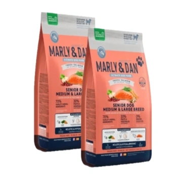 Marly & Dan Senior Dog Μεσαίας & Μεγάλης Φυλής Φρέσκος Σολομός Ολιστική & Υποαλλεργική Ξηρά Τροφή 2x12kg