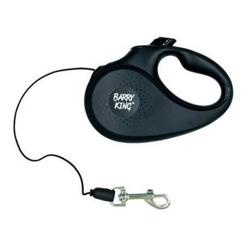Barry King αυτόματο λουρί σκύλου μαύρο S - κορδόνι 5m, μέχρι 12kg