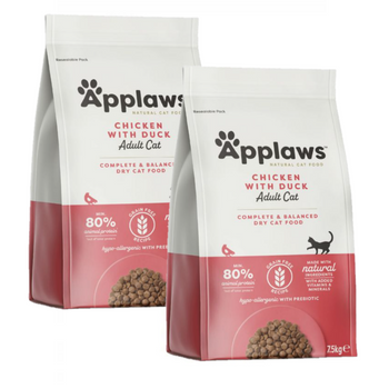 Applaws Adult Κοτόπουλο με έξτρα πάπια ξηρά τροφή για γάτες 2x7.5kg