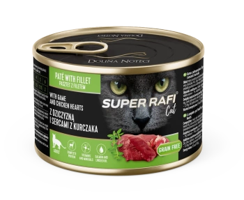 DOLINA NOTECI Super Rafi Γάτα P&F με κυνήγι και καρδιές κοτόπουλου 6x185g