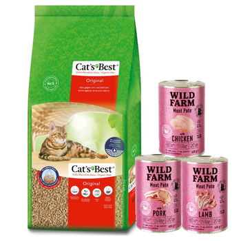 Rettenmaier Polska JRS Cats Best Original 40l/17,2kg + 3x400 WILD FARM mix