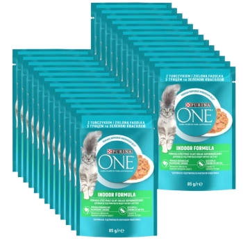 Purina One Indoor Formula Cat Food με τόνο και πράσινα φασόλια 26x85 g