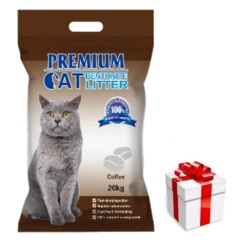 Premium Cat Clumping Bentonite Litter - Καφές για γάτες 20kg + ΈΚΠΛΗΞΗ ΓΙΑ ΤΗ ΓΆΤΑ