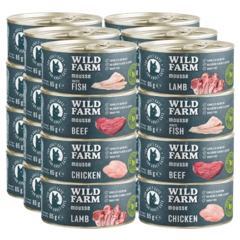 WILD FARM Mousse Mix γεύσεις 24x85g - μους χωρίς σιτηρά για γάτες