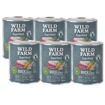 WILD FARM Superfood Duck (Πάπια με Κινόα, Καρότα και Βότανα) 6x800g Τροφή για Σκύλους χωρίς Σιτηρά