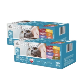 Σακουλάκια Frendi για γάτες με γεύσεις κρέατος και ψαριού σε ζελέ 96x100g