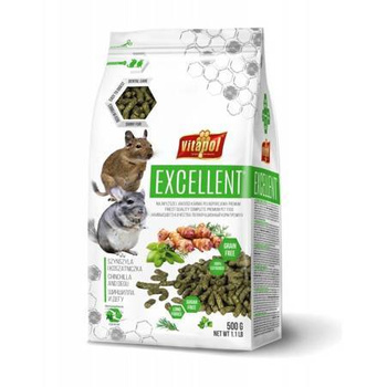 Πλήρης τροφή για τσιντσιλά και ζερβίλια Excellent 500g
