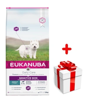 Eukanuba Daily Care Adult Sensitive Skin 12kg +δωρεάν έκπληξη για το σκύλο