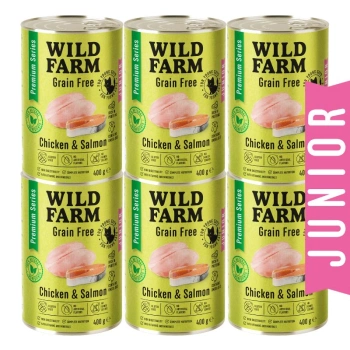 WILD FARM Premium Grain Free Chicken and Salmon 6x400g - τροφή για γατάκια χωρίς κόκκους