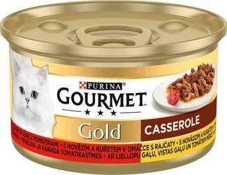 Purina Gourmet Gold με μοσχάρι και κοτόπουλο σε σάλτσα ντομάτας 85g