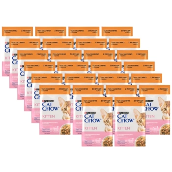 CAT CHOW Kitten Food με γαλοπούλα και κολοκυθάκια σε ζελέ 26x85g