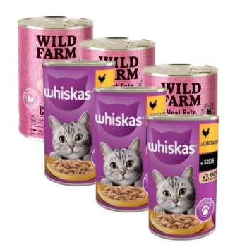 WHISKAS Wet Food 1+ με κοτόπουλο σε σάλτσα 3x400g + WILD FARM Pate με κοτόπουλο 3x400g