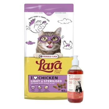 Versele-Laga Lara Adult Light Sterilized 12.5kg - τροφή για στειρωμένες γάτες + Λάδι σολομού Lab-v για σκύλους και γάτες 500ml