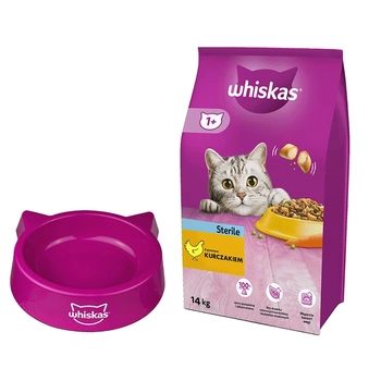 WHISKAS Ξηρά τροφή για γάτες 1+ αποστειρωμένη με κοτόπουλο 14kg WHISKAS - ένα μπολ για μια Γάτα