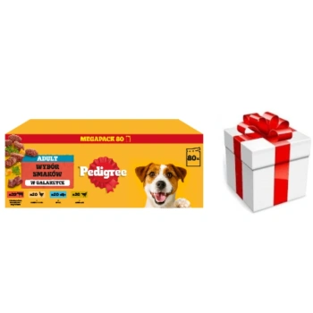 PEDIGREE® Adult Υγρή τροφή για ενήλικα σκυλιά, Επιλογή γεύσεων σε ζελέ, σακουλάκι 80 x 100 g + δωρεάν έκπληξη για το σκυλί σας