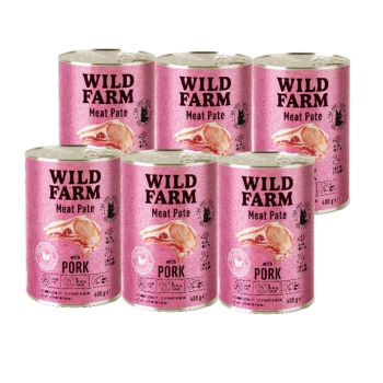 WILD FARM Pate με χοιρινό 6x400g - τροφή για γάτες χωρίς γλουτένη