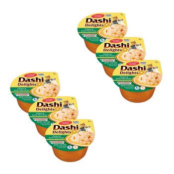 Συμπληρωματική τροφή για γάτες Inaba DASHI - ζωμός με γεύση χτένι και κοτόπουλο70g 3+3 GRATIS!