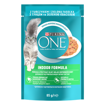 Purina One Indoor Formula Cat Food με τόνο και πράσινα φασόλια 85 g