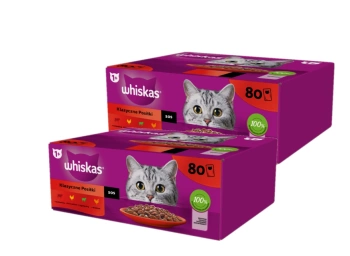 WHISKAS Adult sachets 160 x 85 g Classic Meals - υγρή τροφή για ενήλικες γάτες, σε σάλτσα (τεμάχια με: μοσχάρι, κοτόπουλο, αρνί, πουλερικά)