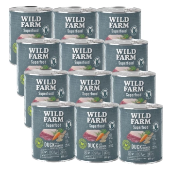 WILD FARM Superfood Duck (Πάπια με Κινόα, Καρότα και Βότανα) 12x800g Τροφή για Σκύλους χωρίς Σιτηρά