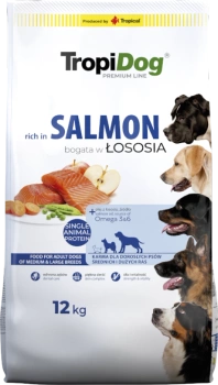 Tropidog Premium Adult Medium & Large Breeds Σολομός με ρύζι 12kg