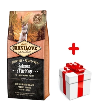 Carnilove Salmon & Turkey για κουτάβια μεγάλων φυλών 12kg  + δωρεάν έκπληξη για το σκύλο σας