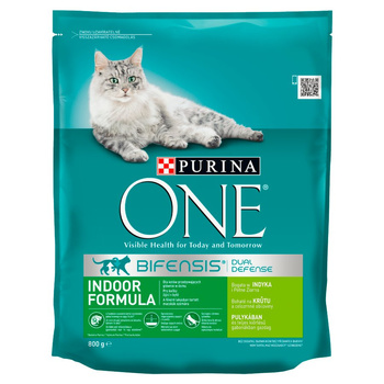 Purina One Cat Indoor τροφή γαλοπούλας για γάτες 800 g
