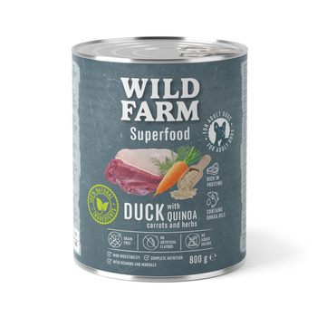 WILD FARM Superfood Duck (Πάπια με Κινόα, Καρότα και Βότανα) 800g Τροφή για Σκύλους χωρίς Σιτηρά