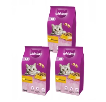 WHISKAS Adult 3x3,8 kg - ξηρά τροφή για ενήλικες γάτες, με νόστιμο κοτόπουλο