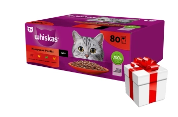 WHISKAS Adult sachets 80 x 85 g Classic Meals - υγρή τροφή για ενήλικες γάτες, σε σάλτσα (τεμάχια με: μοσχάρι, κοτόπουλο, αρνί, πουλερικά) + ΜΙΑ ΈΚΠΛΗΞΗ ΓΙΑ ΤΗ ΓΆΤΑ