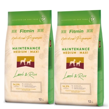 FITMIN Medium Maxi Συντήρηση Αρνί&Ρύζι 2x12kg