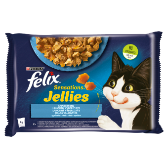 FELIX Sensations Jellies Γατοτροφή με γεύση ψάρι σε ζελέ 4x85g
