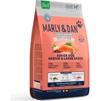 Marly & Dan Senior Dog Μεσαίας & Μεγάλης Φυλής Φρέσκος Σολομός Ολιστική & Υποαλλεργική Ξηρά Τροφή 12kg