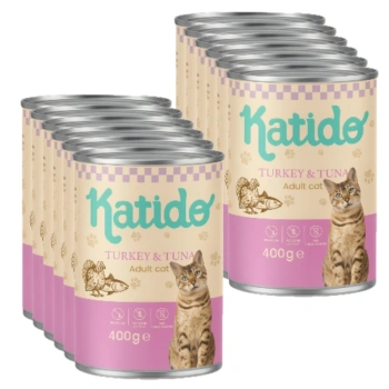 Katido Wet Food για Γάτες Γαλοπούλα και Τόνο 12x400γρ