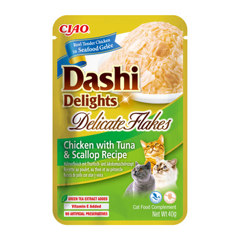 INABA Dashi Delights Delicate Flakes Κοτόπουλο με Τόνο & Χτένι Συνταγή 40g