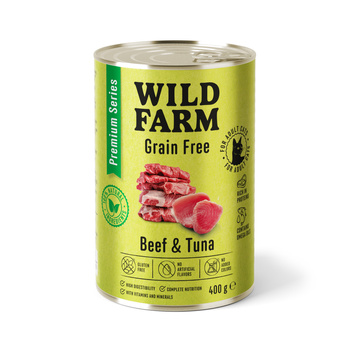 WILD FARM Premium Grain Free Beef and Tuna 400g - τροφή για γάτες χωρίς σιτηρά