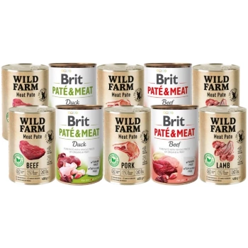 BRIT PATE & MEAT + WILD FARM Pate Mix γεύσεις 10x400g