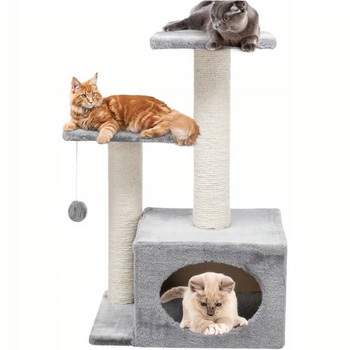 Σπίτι για ξύσιμο γάτας με πύργο, κρεβάτι και στύλο