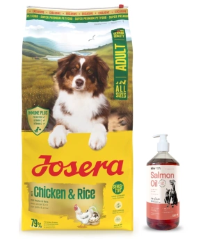 JOSERA Chicken&Rice 12,5kg + Lab-V Έλαιο σολομού 100% για σκύλους και γάτες κάθε ηλικίας 1000 ml ψυχρής έκθλιψης