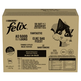 FELIX Fantastic Cat food, επιλογή γεύσεων σε ζελέ, 120x85g