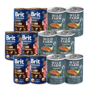 Brit Premium by Nature Αρνί με σιτάρι BUCKWHEAT 6x400g + Σολομός Superfood άγριας φάρμας 6x400g