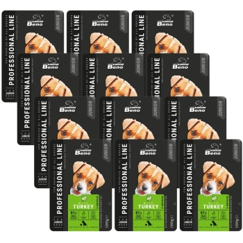 SUPER BENO Junior για κουτάβια όλων των φυλών σε φακελάκι με γαλοπούλα 12x100g