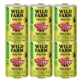 WILD FARM Premium Grain Free Beef and Duck 6x400g - τροφή για γάτες χωρίς σιτηρά