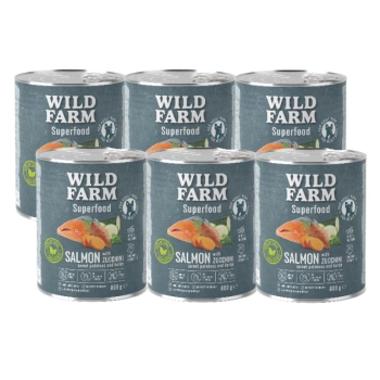 WILD FARM Superfood Σολομός (Σολομός με κολοκυθάκι, γλυκοπατάτα και μυρωδικά) 6x800 γρ. τροφή για σκύλους χωρίς σιτηρά