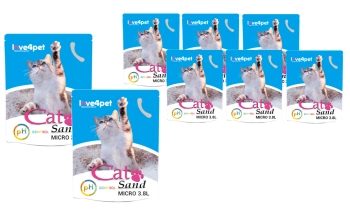 Άμμος για γάτες Cat Sand Micro Σιλικόνης - PH Control 8x3.8l (Αλλάζει χρώμα για να ελέγξει για πρώιμα σημάδια ασθένειας)