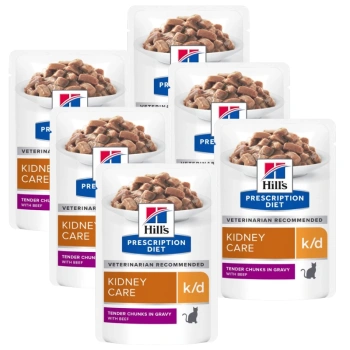 HILL'S PD Prescription Diet Feline k/d Kidney Care Beef 6x85g - φακελάκι