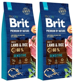 Brit Premium By Nature Sensitive με αρνί και ρύζι 2x15kg