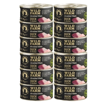 WILD FARM Fillets Duck&Chicken 12x70g - υγρή τροφή για γάτες χωρίς σιτηρά, φιλέτο σε ζωμό